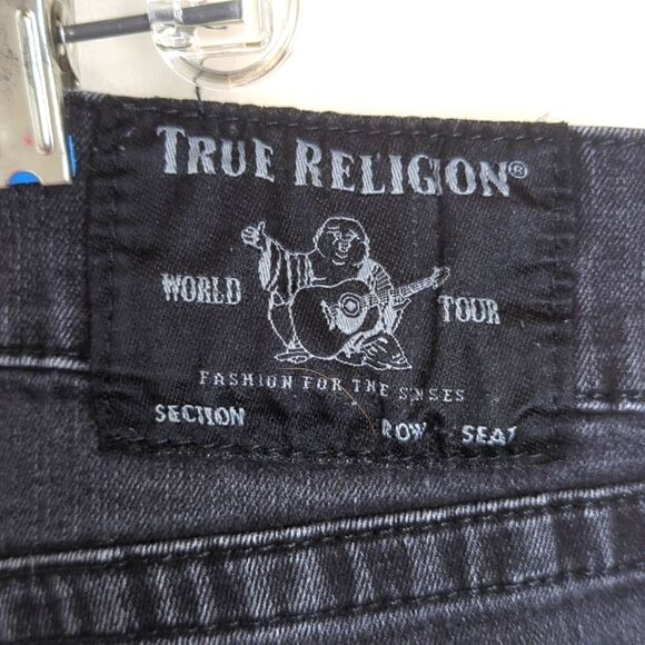 True Religion Black Denim Short Cut- offs Size 42 - Picture 6 of 10
